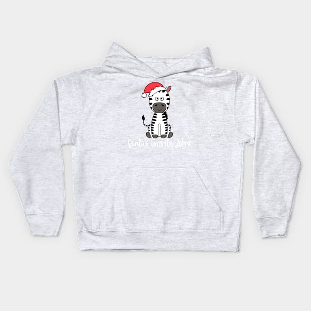 Santa's Favorite Zebra Wearing A Santa Hat Kids Hoodie by Jesabee Designs